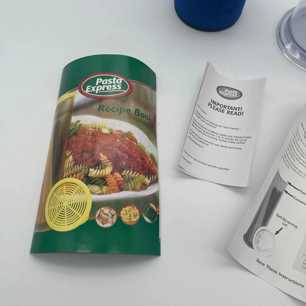 Pasta Express As Seen On TV Pasta Maker Tube Cooker with Thermal Sleeve and Reci